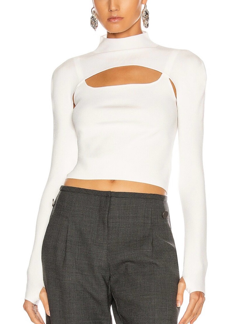 Dion Lee Cream Ivory Stirrup Mock Neck 2 Piece Wool Blend Set in Cream Size XS